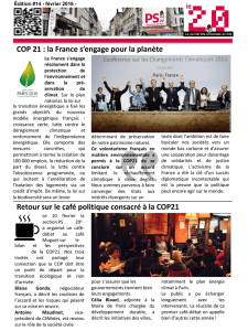 COP 21 : la France s`engage pour la planète Retour sur le café