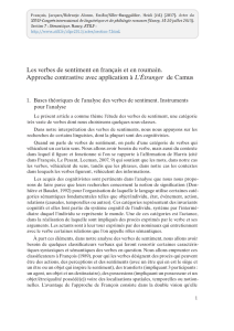 Les verbes de sentiment en français et en roumain. Approche