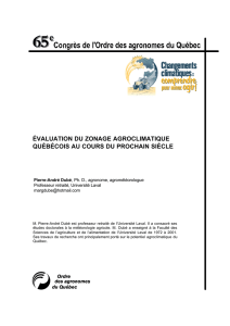 évaluation du zonage agroclimatique québécois au cours du