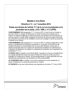 Maladie à virus Ebola Directive no 2 – Le 7 novembre 2014