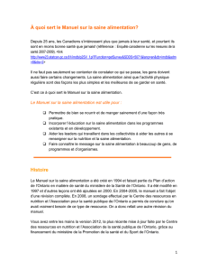 À quoi sert le Manuel sur la saine alimentation?