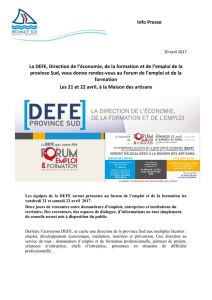Info Presse La DEFE, Direction de l`économie, de la formation et