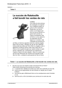 1. Le succès de Ratatouille a fait bondir