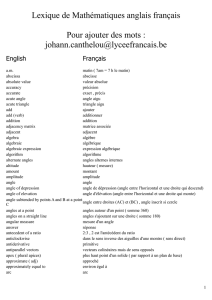 Lexique de Mathématiques anglais français Pour ajouter des mots