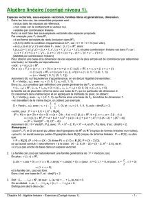 04 - Algèbre linéaire Exercices Corrigés (niveau 1)