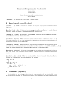 Examen de Programmation Fonctionnelle 1 Questions