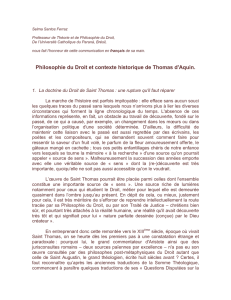 Philosophie du Droit et contexte historique de Thomas d`Aquin.