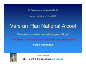 Vers un Plan National Alcool