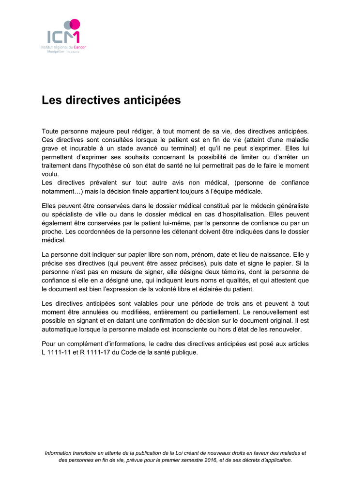Mod le Directives Anticip es France RMGD