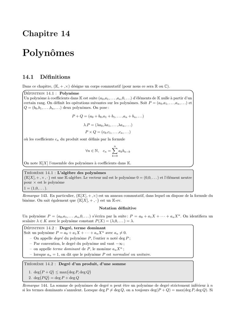 Polynomes Mathovore