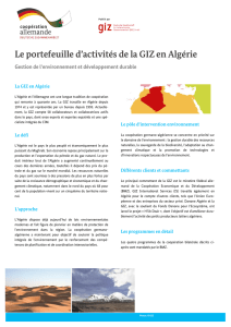 Le portefeuille d`activités de la GIZ en Algérie