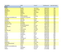 UNIVERSITE NOM Prénom DateNaissance Date