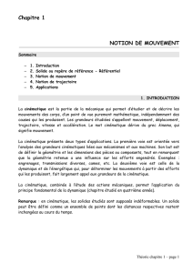 Chapitre 1 NOTION DE MOUVEMENT