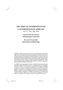 THE AFRICAN ANTHROPOLOGIST L`ANTHROPOLOGUE AFRICAIN