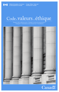 Codede valeurset d`éthique - Publications du gouvernement du