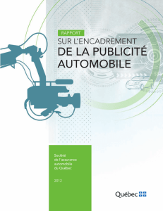 Rapport sur l`encadrement de la publicité automobile