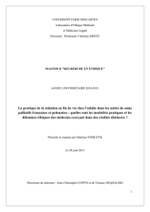 La pratique de la sédation en fin de vie chez l`adulte dans