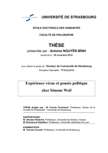Expérience vécue et pensée politique chez Simone Weil