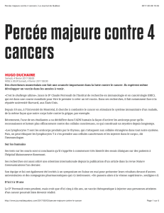 Percée majeure contre 4 cancers | Le Journal de Québec