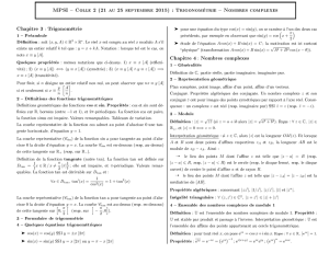 MPSI Colle 2 (21 au 25 septembre 2015) : Trigonométrie Nombres
