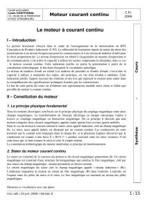 Le moteur à courant continu - Accueil site electrotechnique du lycee