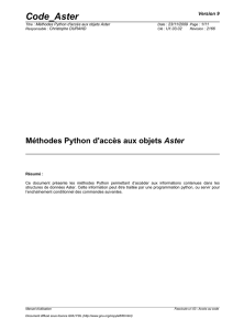 Méthodes Python d`accès aux objets Aster
