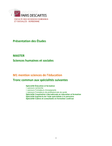 Présentation des Études MASTER Sciences humaines et sociales