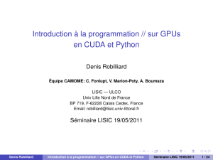 Introduction à la programmation // sur GPUs en CUDA et Python