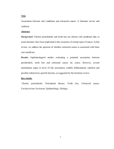 1 Title: Association between oral conditions and colorectal cancer: A