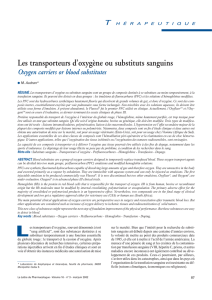 Les transporteurs d oxygène ou substituts sanguins