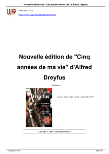 Nouvelle édition de "Cinq années de ma vie" d`Alfred Dreyfus