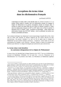 Acceptions du terme islam dans les dictionnaires français