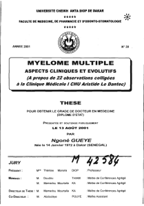 Myélome multiple : aspects cliniques et évolutifs à propos de 22 cas