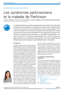 Les syndromes parkinsoniens et la maladie de Parkinson