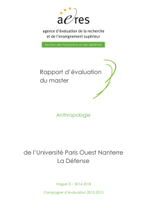 Evaluation du master Anthropologie de l`Université Paris Ouest