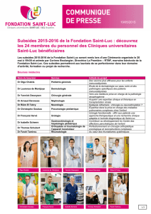 Subsides 2015-2016 de la Fondation Saint