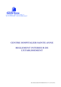 CENTRE HOSPITALIER SAINTE-ANNE REGLEMENT INTERIEUR