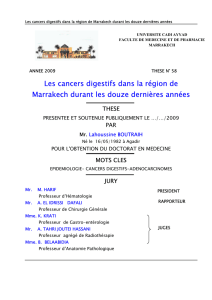 Les cancers digestifs dans la région de Marrakech durant les douze