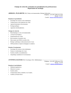 Champs de recherche - Département de sociologie
