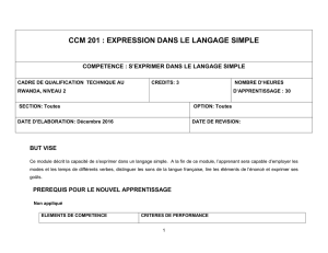 ccm 201 : expression dans le langage simple