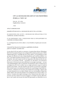 CFP: LA SOCIOLOGIE DES ARTS ET SES FRONTIÈRES (PARIS, 6