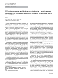 EPP et bon usage des antibiotiques en réanimation : mobilisons