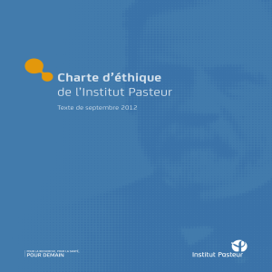 Charte d`éthique de l`Institut Pasteur