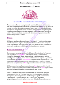 Science religieuse module 1 cours N°11