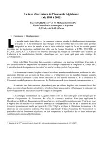 Le taux d`ouverture de l`économie Algérienne ( de 1980 à