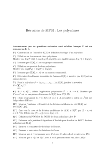 Révisions de MPSI : Les polynômes