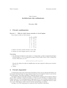 Architecture des ordinateurs 1 Circuit combinatoire 2 Circuit séquentiel