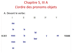 Les pronoms personnels: III A et III B: l`ordre des pronoms objets