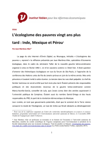 L`&eacute;cologisme des pauvres vingt ans plus tard : Inde