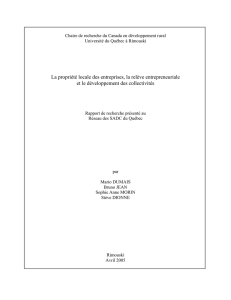 La propriété locale des entreprises, la relève entrepreneuriale et le